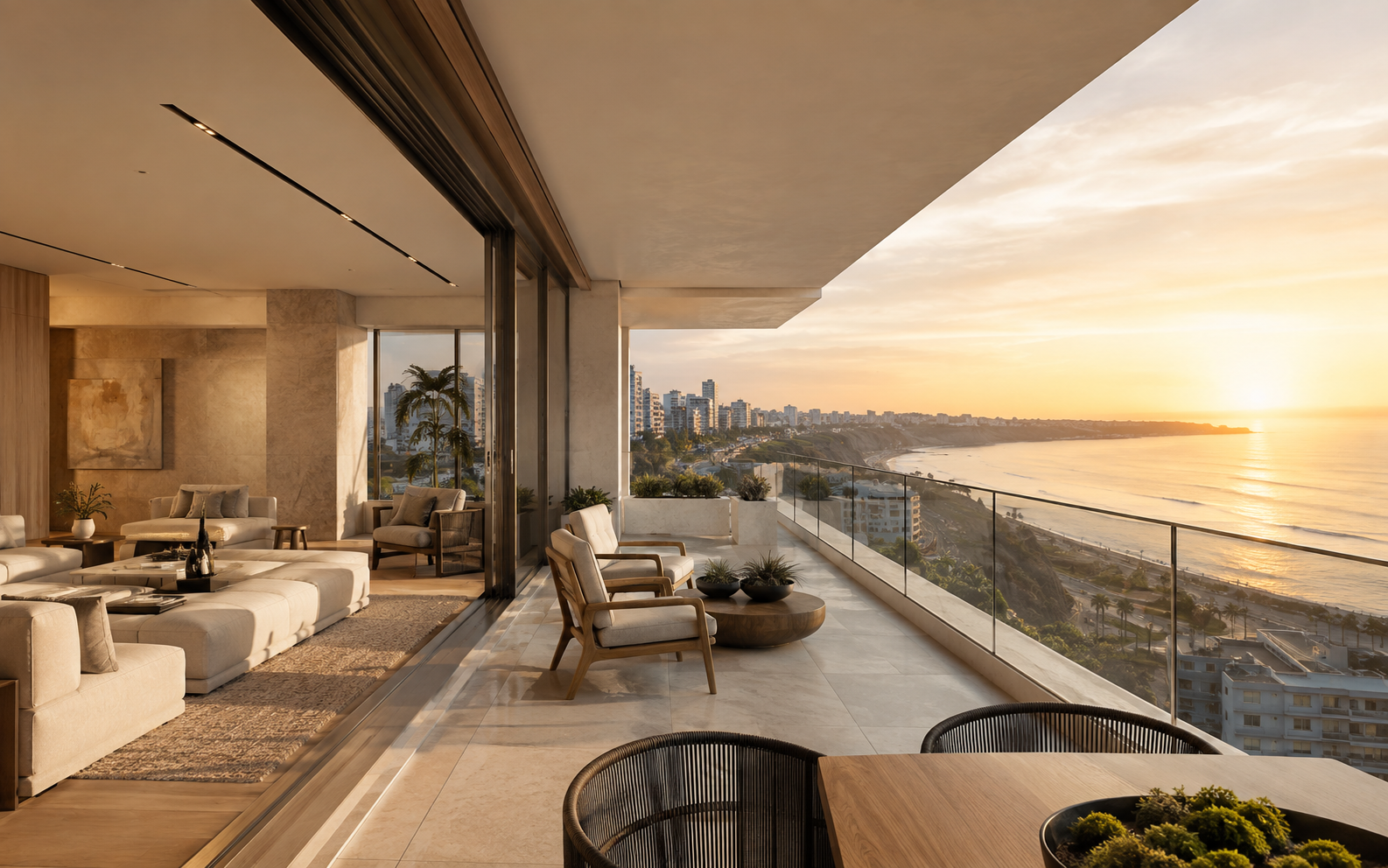 Departamento contemporáneo con vista a Lima