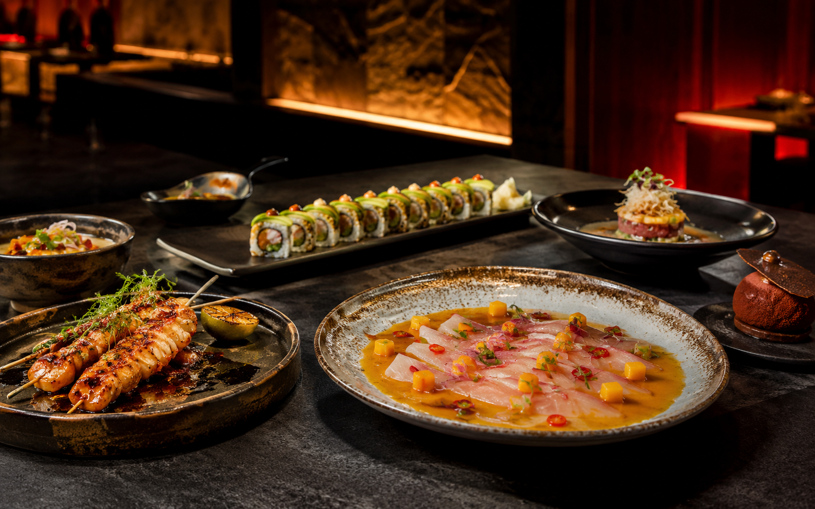 Selección de platos nikkei de KAI
