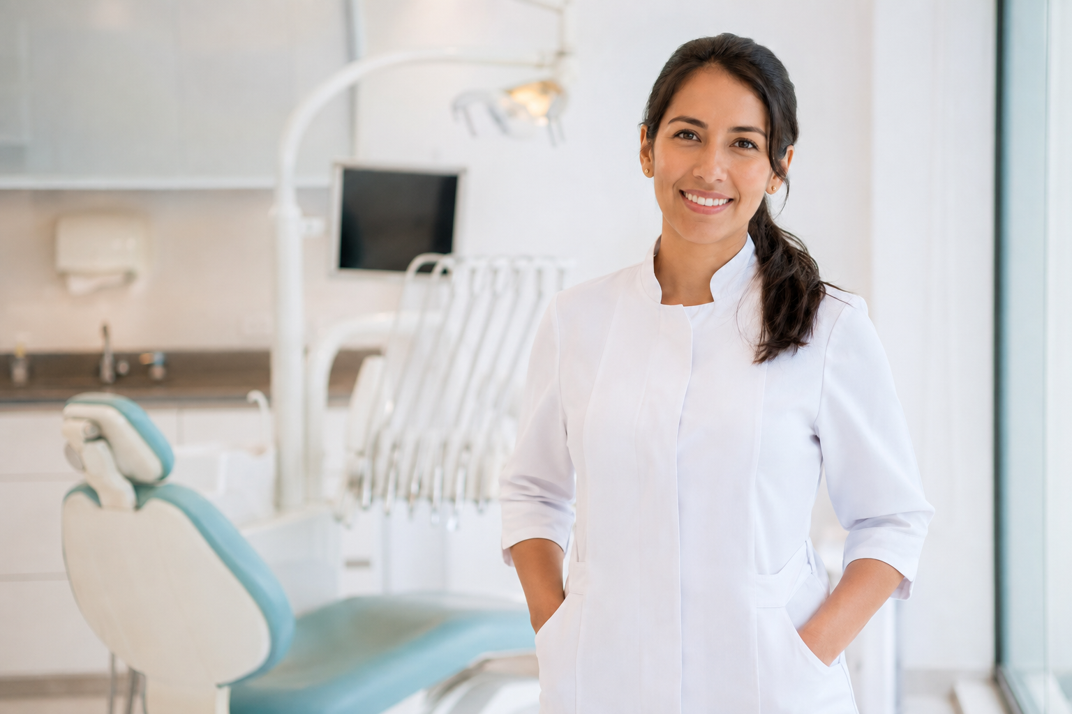 Odontóloga de NOVA Dental en una clínica moderna